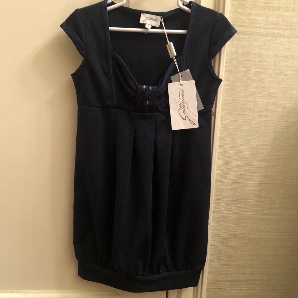 NWT Gattinoni Dress Jumper w/ Sequin Bow Size 6A